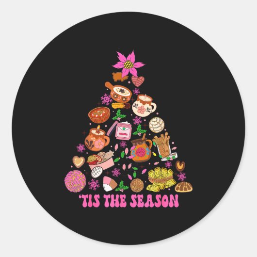 Tis The Season Mexican Christmas Tree Tamales Pan  Ronde Sticker (Voorkant)