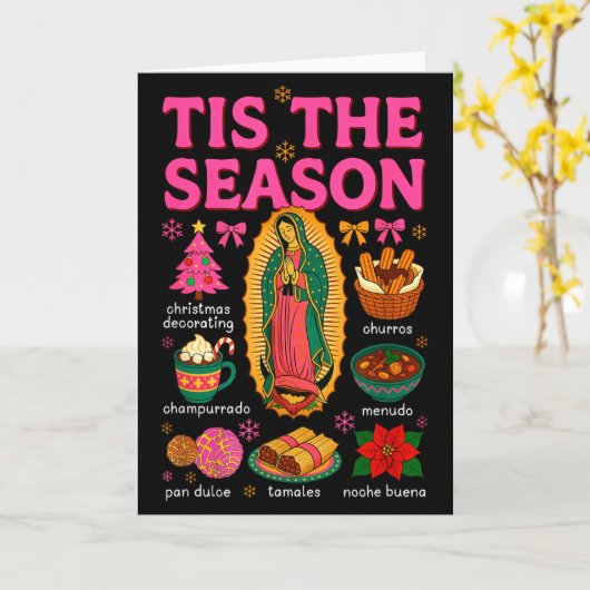 Tis The Season Mexican Christmas Xmas Food Pan Dul Kaart (Gele Bloem)