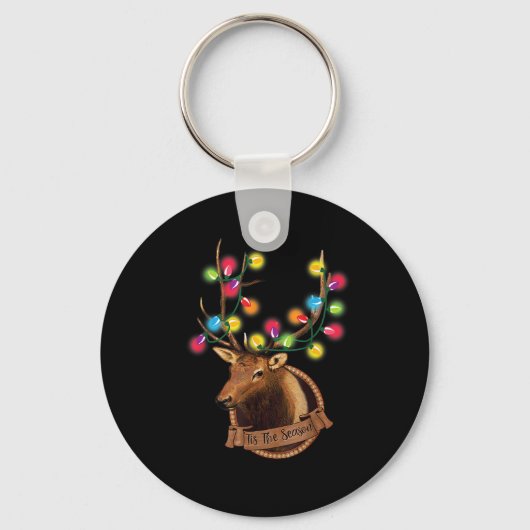 Tis The Season Mounted Reindeer With Christmas Lig Sleutelhanger (Voorkant)