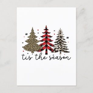 "Tis the Season" Plaid Luipaard kerstbomen Briefkaart