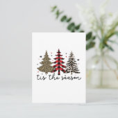 "Tis the Season" Plaid Luipaard kerstbomen Briefkaart (Staand voorkant)