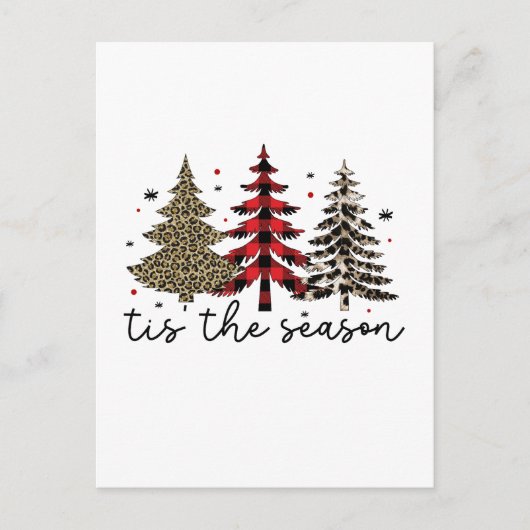 "Tis the Season" Plaid Luipaard kerstbomen Briefkaart (Voorkant)