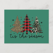 "Tis the Season" Plaid Luipaard kerstbomen Feestdagenkaart (Voorkant)