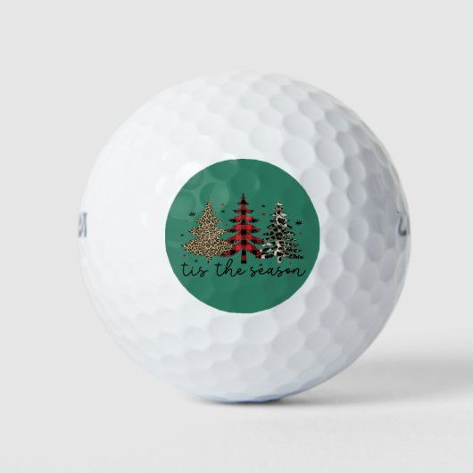 "Tis the Season" Plaid Luipaard kerstbomen Golfballen (Voorkant)
