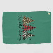 "Tis the Season" Plaid Luipaard kerstbomen Golfhanddoek (Horizontaal)