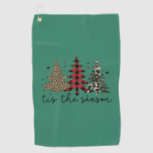 "Tis the Season" Plaid Luipaard kerstbomen Golfhanddoek (Voorkant)