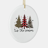 "Tis the Season" Plaid Luipaard kerstbomen Keramisch Ornament (Rechts)