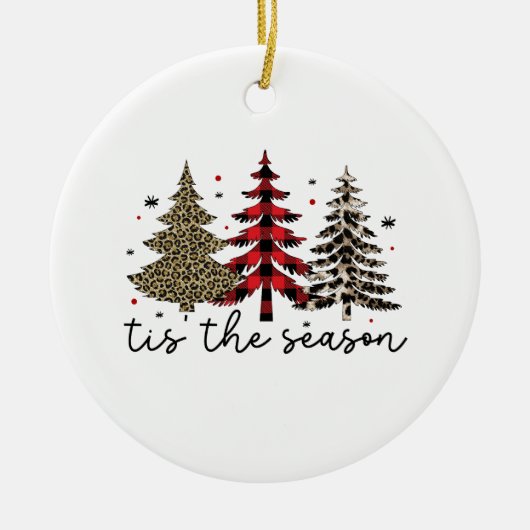 "Tis the Season" Plaid Luipaard kerstbomen Keramisch Ornament (Voorkant)