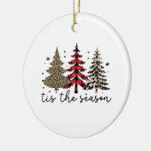"Tis the Season" Plaid Luipaard kerstbomen Keramisch Ornament (Links)