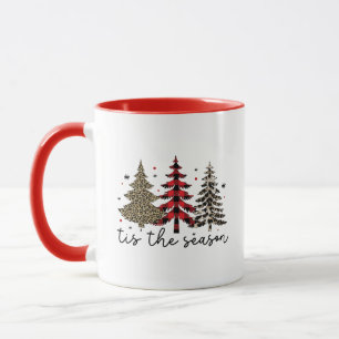 "Tis the Season" Plaid Luipaard kerstbomen Mok