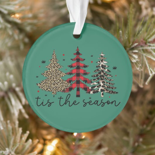 "Tis the Season" Plaid Luipaard kerstbomen Ornament (Boom)