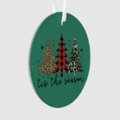 "Tis the Season" Plaid Luipaard kerstbomen Ornament (voorkant)