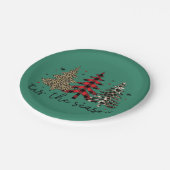 "Tis the Season" Plaid Luipaard kerstbomen Papieren Bordje (Gekanteld)