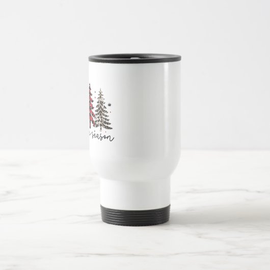 "Tis the Season" Plaid Luipaard kerstbomen Reisbeker (Center)