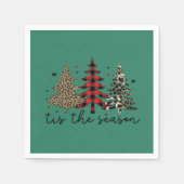 "Tis the Season" Plaid Luipaard kerstbomen Servet (Voorkant)