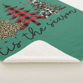 "Tis the Season" Plaid Luipaard kerstbomen Sherpa Deken (3/4)