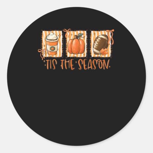 Tis The Season Pumpkin American Football Thanksgiv Ronde Sticker (Voorkant)