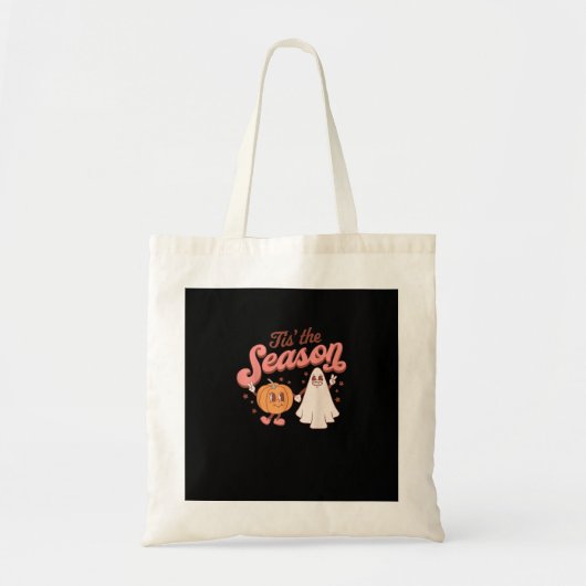 Tis The Season Pumpkin Boo 60s 70s Halloween Costu Tote Bag (Voorkant)