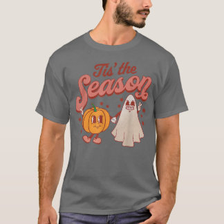 Tis the Season Pumpkin Boo 60s 70s Hippie Hallowee T-shirt