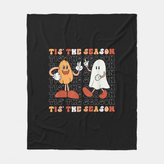 Tis The Season Pumpkin Boo 70s Halloween Costume Fleece Deken (Voorkant)