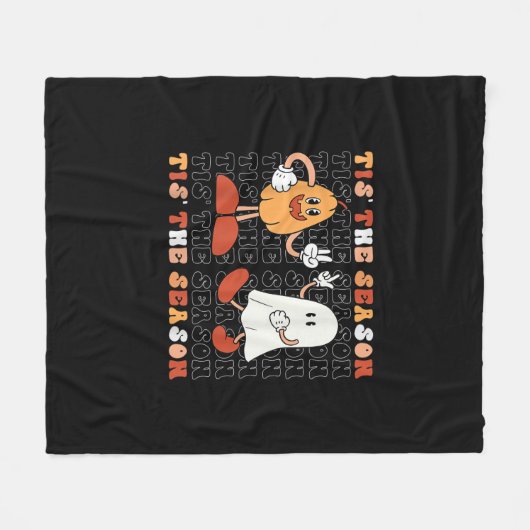 Tis The Season Pumpkin Boo 70s Halloween Costume Fleece Deken (Voorkant (Horizontaal))