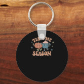 Tis The Season Pumpkin Fall Coffee Retro Sleutelhanger (Voorkant)