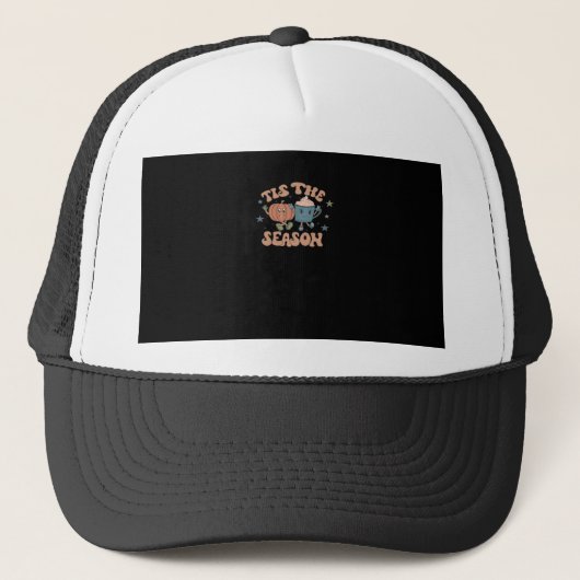 Tis The Season Pumpkin Fall Coffee Retro Trucker Pet (Voorkant)