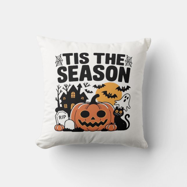 Tis The Season Pumpkin Halloween Fall Funny Cute T Kussen (Voorkant)