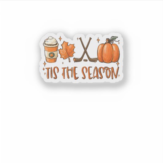 Tis The Season Pumpkin Latte Fall Leaves Thanksgiv Sticker (Voorkant)