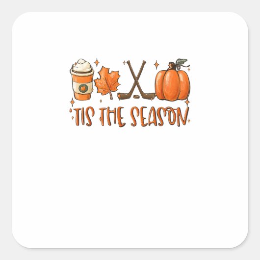 Tis The Season Pumpkin Latte Fall Leaves Thanksgiv Vierkante Sticker (Voorkant)