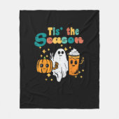 Tis The Season Pumpkin Latte Retro Halloween Fall Fleece Deken (Voorkant)