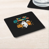 Tis The Season Pumpkin Latte Retro Halloween Fall Kartonnen Onderzetters (Schuin)