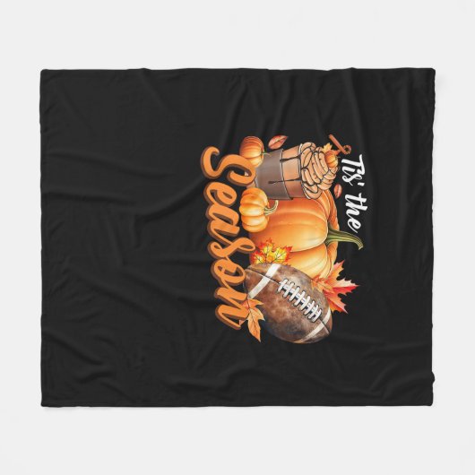 Tis The Season Pumpkin Leaf Latte Fall Thanksgivin Fleece Deken (Voorkant (Horizontaal))
