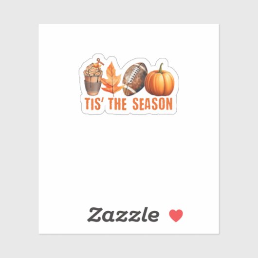 Tis The Season Pumpkin Leaf Latte Fall Thanksgivin Sticker (Vel)