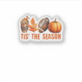 Tis The Season Pumpkin Leaf Latte Fall Thanksgivin Sticker (Voorkant)