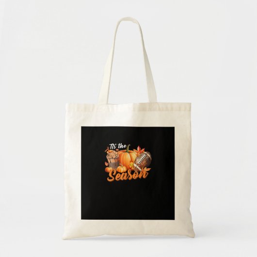 Tis The Season Pumpkin Leaf Latte Fall Thanksgivin Tote Bag (Voorkant)