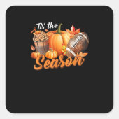 Tis The Season Pumpkin Leaf Latte Fall Thanksgivin Vierkante Sticker (Voorkant)