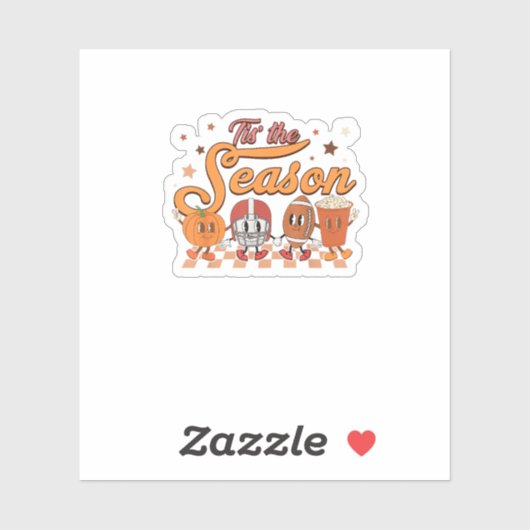 Tis The Season Pumpkin Leaf Latte Football Creativ Sticker (Vel)