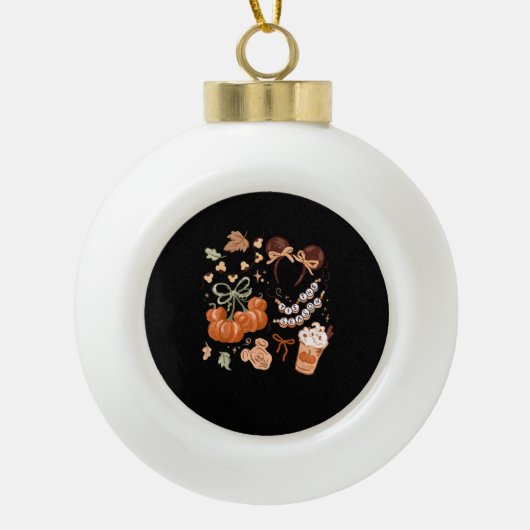 Tis The Season Pumpkin Season, Fall Harvest Autumn Keramische Bal Ornament (Voorkant)