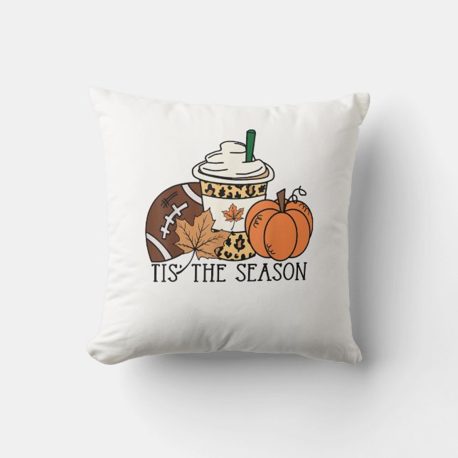 Tis The Season Pumpkin Thanksgiving Football Minim Kussen (Voorkant)