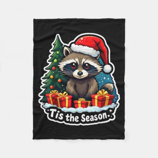 Tis The Season Racoon Christmas Tree Festive Xmas  Fleece Deken (Voorkant)