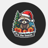 Tis The Season Racoon Christmas Tree Festive Xmas  Ronde Sticker (Voorkant)