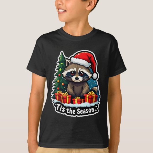 Tis The Season Racoon Christmas Tree Festive Xmas  T-shirt (Voorkant)