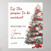 Tis the Season Red Bow Christmas Bridal Shower Poster (Voorkant)