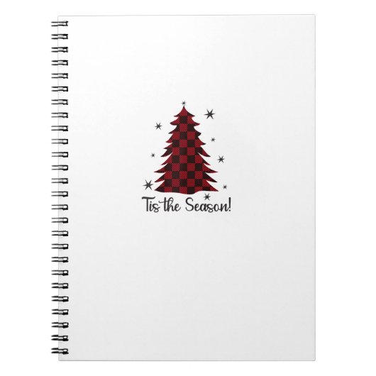 Tis The Season Red Plaid Christmas Tree Notitieboek (Voorkant)