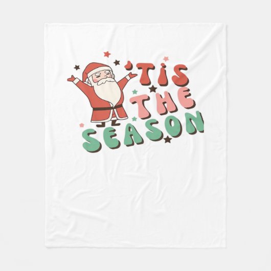 Tis The Season Retro Christmas Santa Fleece Deken (Voorkant)