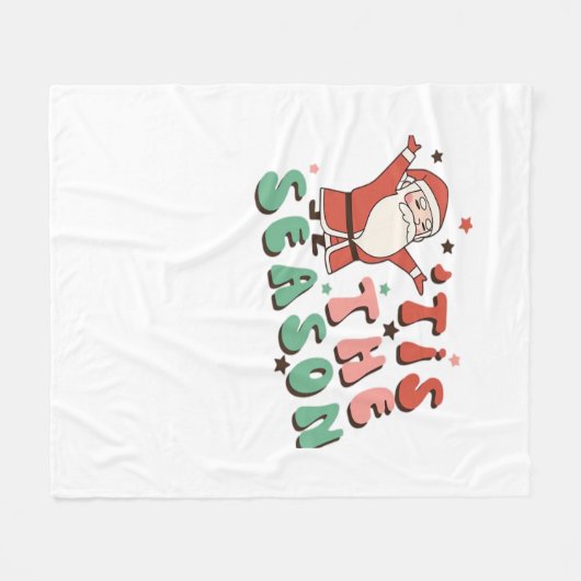Tis The Season Retro Christmas Santa Fleece Deken (Voorkant (Horizontaal))