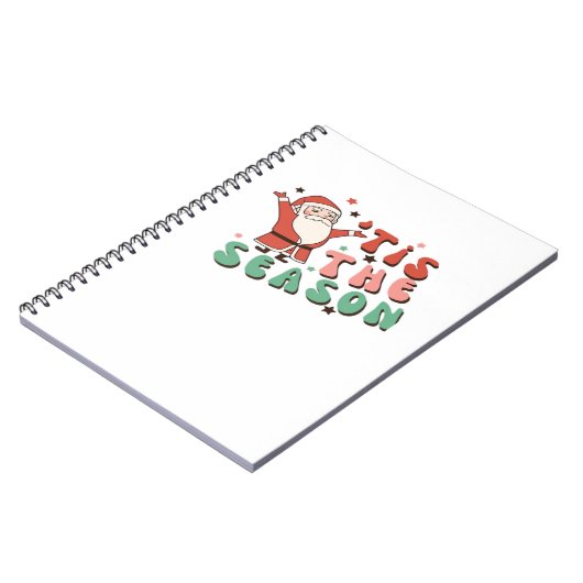 Tis The Season Retro Christmas Santa Notitieboek (Linkerzijde)