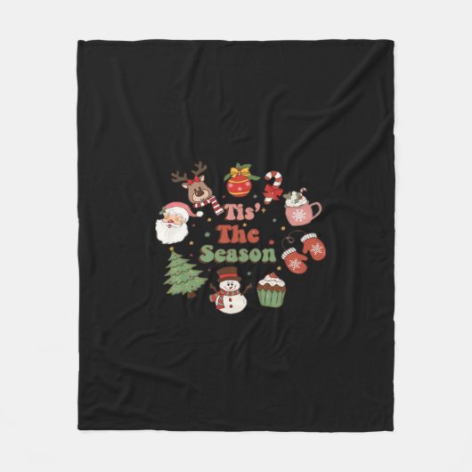 Tis The Season Retro Classic Fleece Deken (Voorkant)