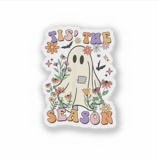 Tis The Season Retro Halloween Party Funny Trendy Sticker (Voorkant)